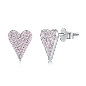 Dylam Luxury Hot Selling Jewelry Fine Jewelry 925 Sterling Silver Earring Cz Zirconia Diamond Love Heart Stud Earrings for Women