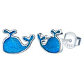 New Trendy Women's Non-Fade S925 Sterling Silver Platinum & Rhodium Plated Dolphin Stud Earrings for Wedding Anniversary & Party