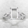 Sterling Silver 5*8mm Semi Mount Ring Square Shape Empty Frame Blank Claws Setting S925 Base Without Center Stone for Inlay DIY