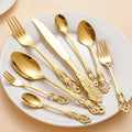Stainless Steel Gold Hollow Handle Cutlery Set Palace Series Fork Spoon Knife Luxury Wedding Cutlery Set