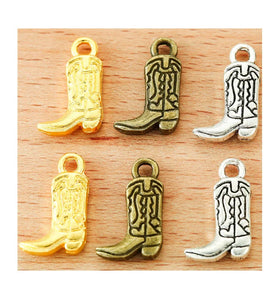 Gold Silver Bronze Alloy Western Cowboy Boot Charm Dangle Pendant for DIY Necklace Bracelet Jewelry Making