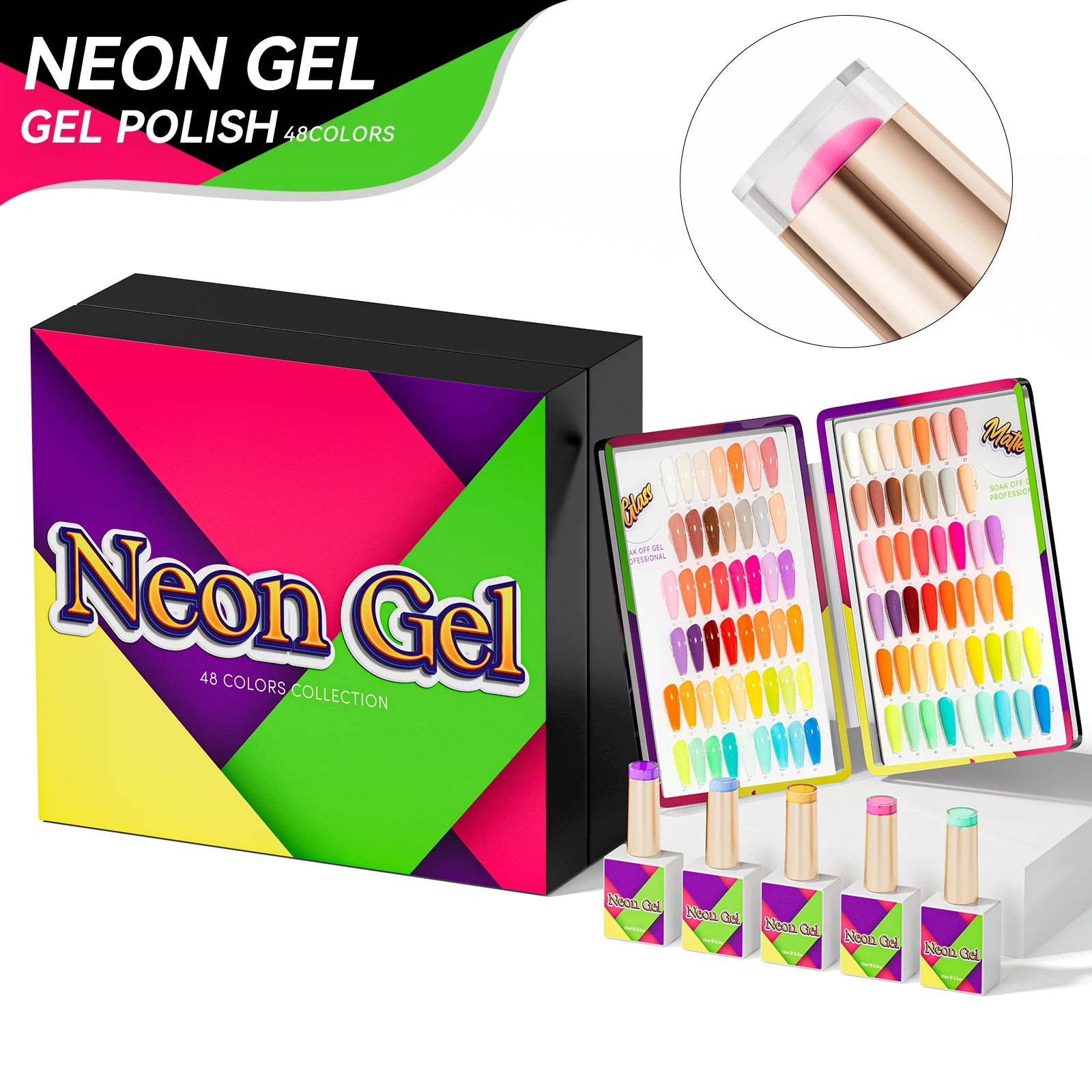 JTING Professional 48color Summer Neon Gel Nail Polish Collection High Pigment Vegan Gel Polish Set Box OEM Private Label