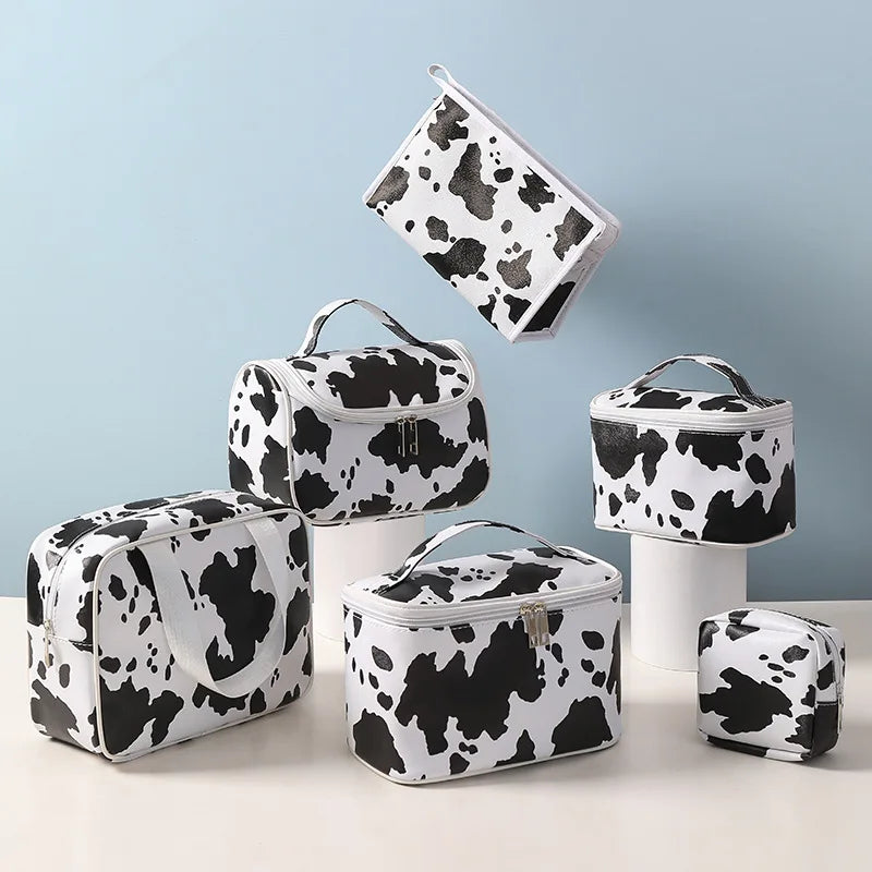 Wholesale Portable Travel Cosmetic Storage Bag Waterproof Large Capacity Cow Grain Make up Bag with New Wash Storage Bag