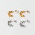 Fenny 18K Gold-plated Wholesale Tarnish Free Chunky Statement Bubble Beads Hoop Stainless Steel Earrings for Women