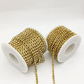 SINRONG Crystal Yellow SS12/SS16 Motif Rhinestones Sew-On Cup Chain Strap for Shoes Garments Bags-Glass Material