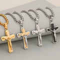 MECYLIFE Three Layer Jesus Cross Pendant Necklace Men's Christian Religious Cross Necklace Crucifix Pendant