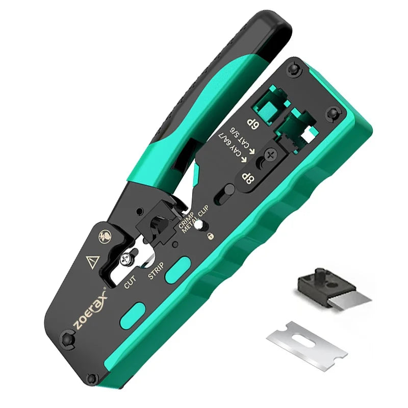 Pass Through RJ45 Crimping Tool for Cat5e/Cat6/Cat6A/Cat7 Pass-through Connector