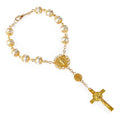 Gold Silver Lace Glass Imitation Pearl Rosary Rosary Bracelet  10mm Cross Beaded Bracelet