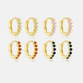 FUAMAY Fashion 18K Gold Plated 925 Silver Earrings Jewelry Blue Orange Pink Green Zircon Hoop Earrings