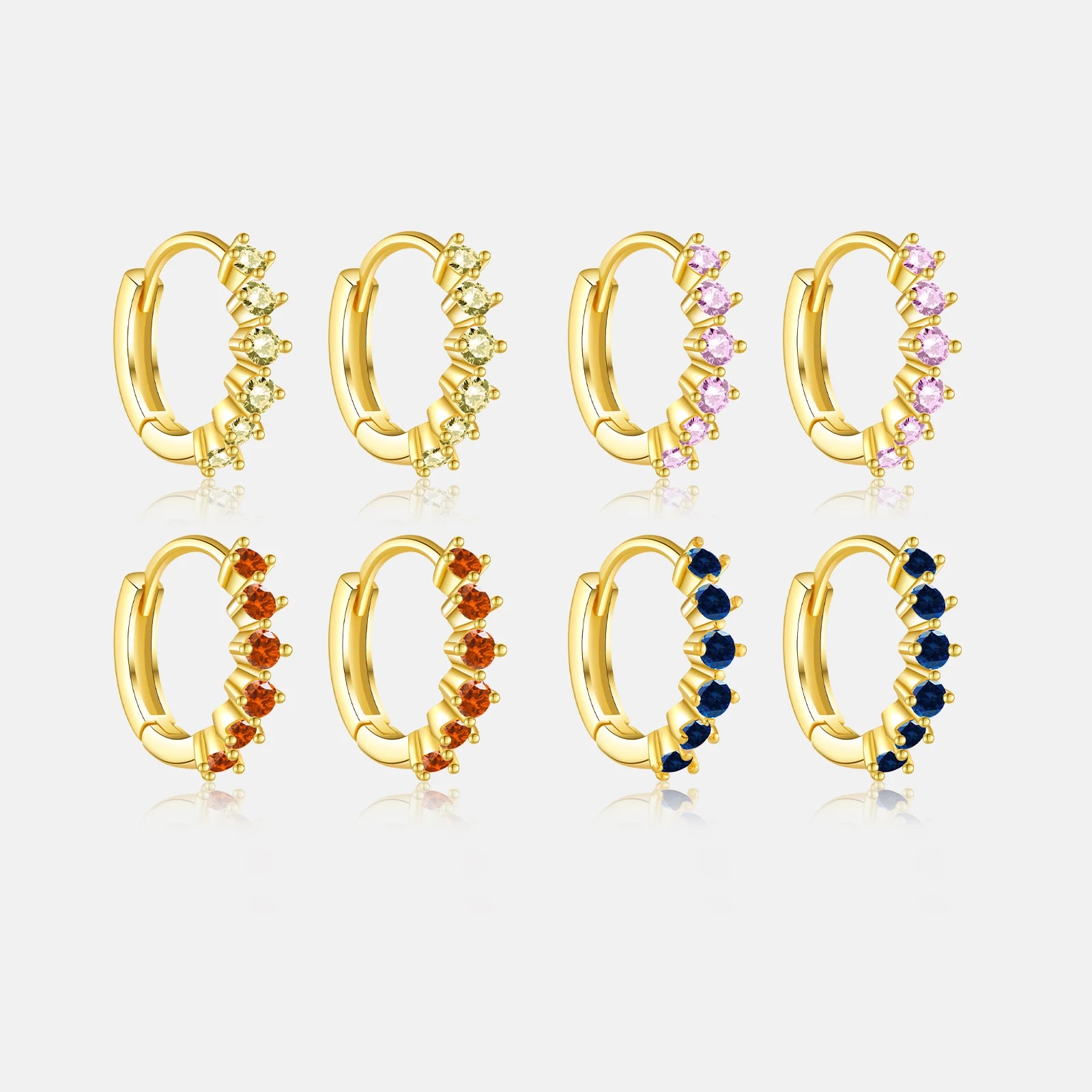 FUAMAY Fashion 18K Gold Plated 925 Silver Earrings Jewelry Blue Orange Pink Green Zircon Hoop Earrings