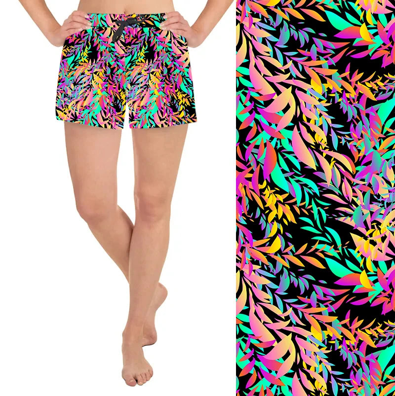 European and American Fashion Colorful Sublimation Loose Shorts Leaves Printed Jogger Shorts for Women