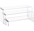 3 Piece Large Clear Acrylic Riser Set 10\" X 3.9\" X 3.9\" Display Racks Jewelry Amiibo  POP Figures Cupcakes Food Showcase
