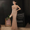 Women Party Annual Meeting Sequined Tassel Maxi Evening Mermaid Wedding Dresses