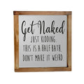 JUNJI Bathroom Decor Wall Art 12x12 Inch  Half Bath Sign Solid Fir Wood Frames Which Will Not Crack