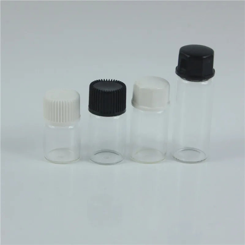 1ML 2ML 3ML 5ML Empty Sample Essential Oil Bottles Small Clear Glass Sample Vials with Orifice Reducer Cap Lids
