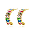 LUOTEEMI Personality Dangle Drop Earrings Colorful CZ Stone Boho Ethnic Vintage Earrings for Women 2020