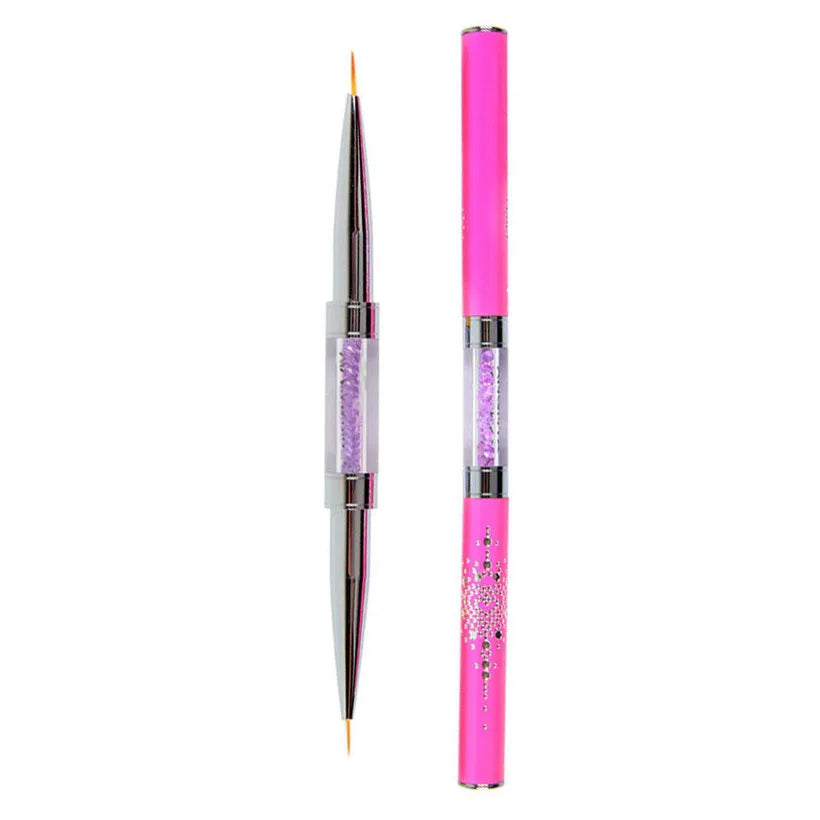 Professional Nail Art Painting Pen 3D Rhinestones Beauty Fine Line Rose Pink Nail Art Brush