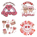 Customize DTF Full Color Valentines Day Flock Patch Screen Print Heat Press Transfer Plastisol Heat Transfer Designs Stickers