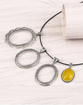 925 Thai Silver Oval Pendant Blank Settings for Diy Amber Wax GemStone Pendant Antique Silver Tray