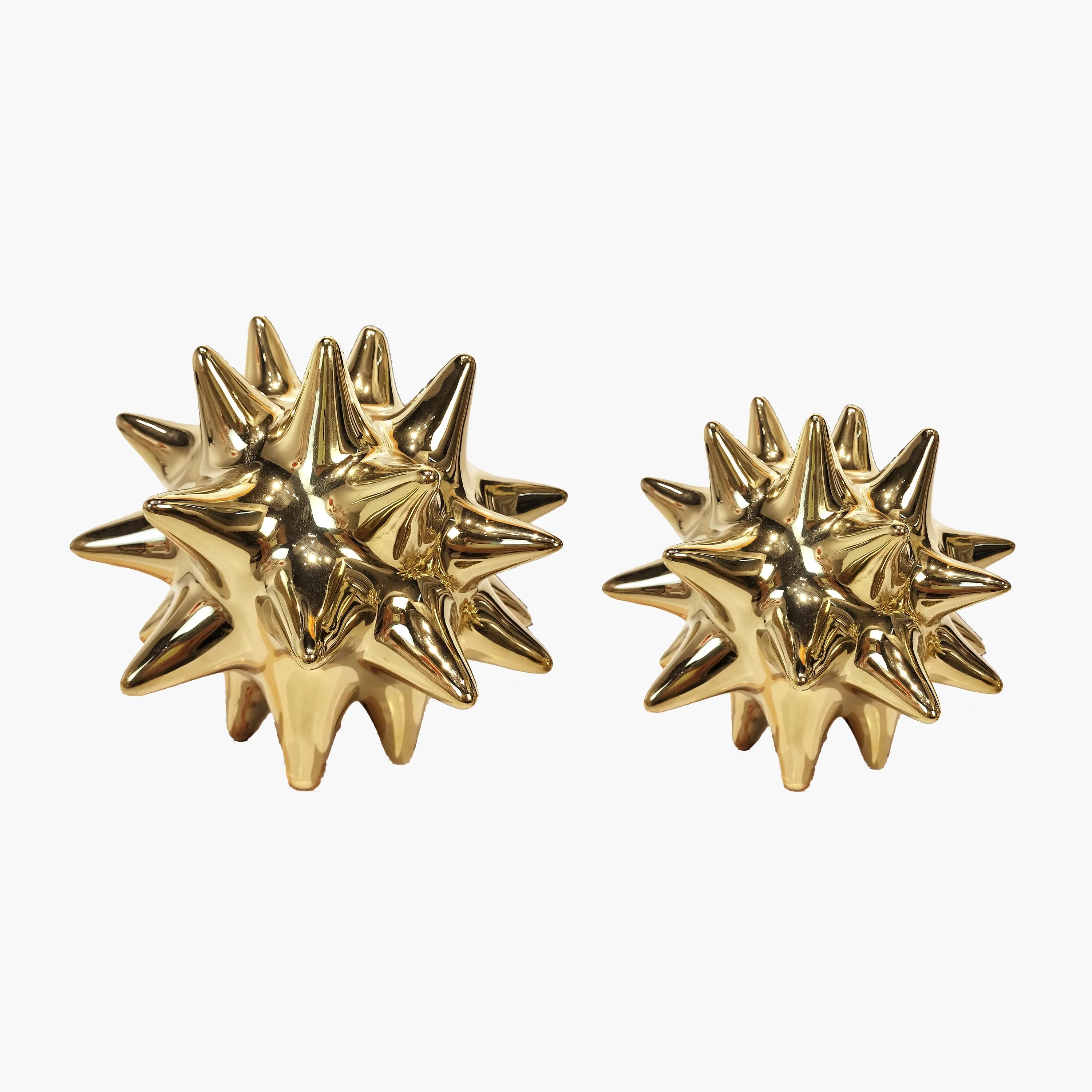 Nordic Ceramic Light Luxury Gold Spiny Ball Sea Ceramic Ornaments Porcelain Balls Home Luxury Decor Accessories