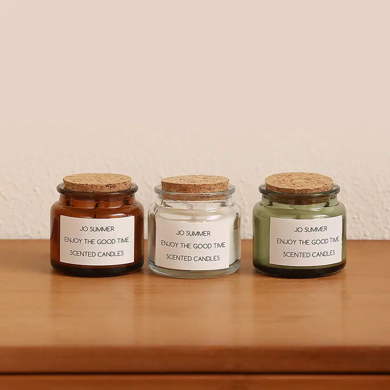 100ml Clear/amber/green Luxury Glass Candle Jars with Wooden Cork for Soy Wax Candles Glass Candle Containers
