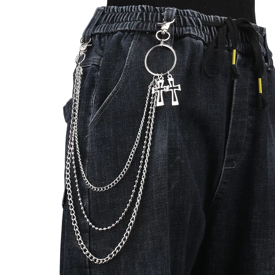 2025 NEW Punk Style  Cross Biker Cross Chain Wallet Cool Punk Trousers  Chains for Pants