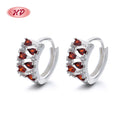 Hd Jewelry Wholesale Classical Large Red Cubic Zirconia 925 Sterling Silver Huggie Earrings for Women Jewellery