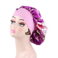 Europe  Custom Logo  Double Layer Wide Band Sleep Hat Braid Silk Satin Bonnets With Long Ties Women Sleep Cap for Curly Hair