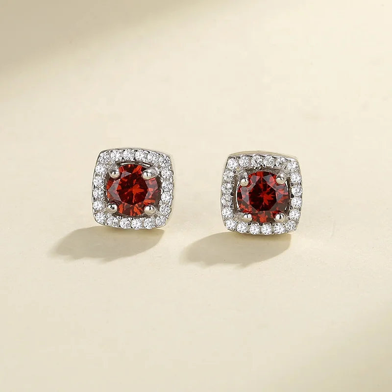 Fashionable  Square Stud Earrings S925 Sterling Silver Stud Earring Women Fashion Jewelry Aaa Zircon Fashionable Elegance