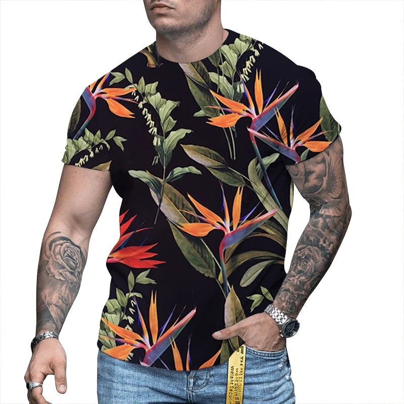 New Fashion Men's Casual Short Sleeve T-Shirts 3D Digital Printing Street Style Custom Logo Printed Knitted Shirts