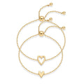 Custom Fashion Jewelry Wholesale Women 18k Gold Plated Adjustable Personalized  Stainless Steel Heart Bracelet for Couple