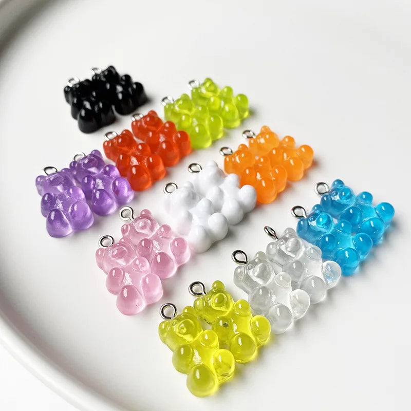 Fashion Cartoon Style Resin Bear Animal Colorful Gummy Jewelry Making Accessories