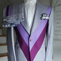 Grey Purple Patchwork Men Suits Large Big Size Tailored Blazer Trousers Men'S Luxury Suit 2pcs Coat Pant XS-6xl Unique Design