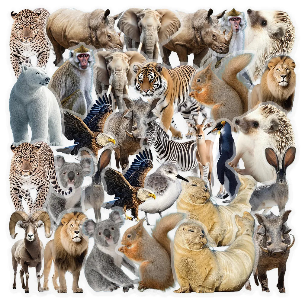 50PCS Waterproof Unfading PET Transparent squirrel Arctic animals sticker