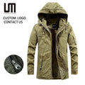Custom Wholesale Men Winter Coat - Windproof Thick Fleece Hooded Jacket with Thermal Lining (Plus Size Outdoor Casual Jackets)