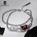 ICEBELA 925 Sterling Silver American Heavy Industry Icebella Fine Jewelry Baroque Pearl Laminated Ruby Bracelet for Girls