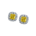 Fashion Women's 925 Sterling Silver Cubic Zirconia Crystal Stud Earrings Hypoallergenic Cushion Cut with Halo Stylish Jewelry