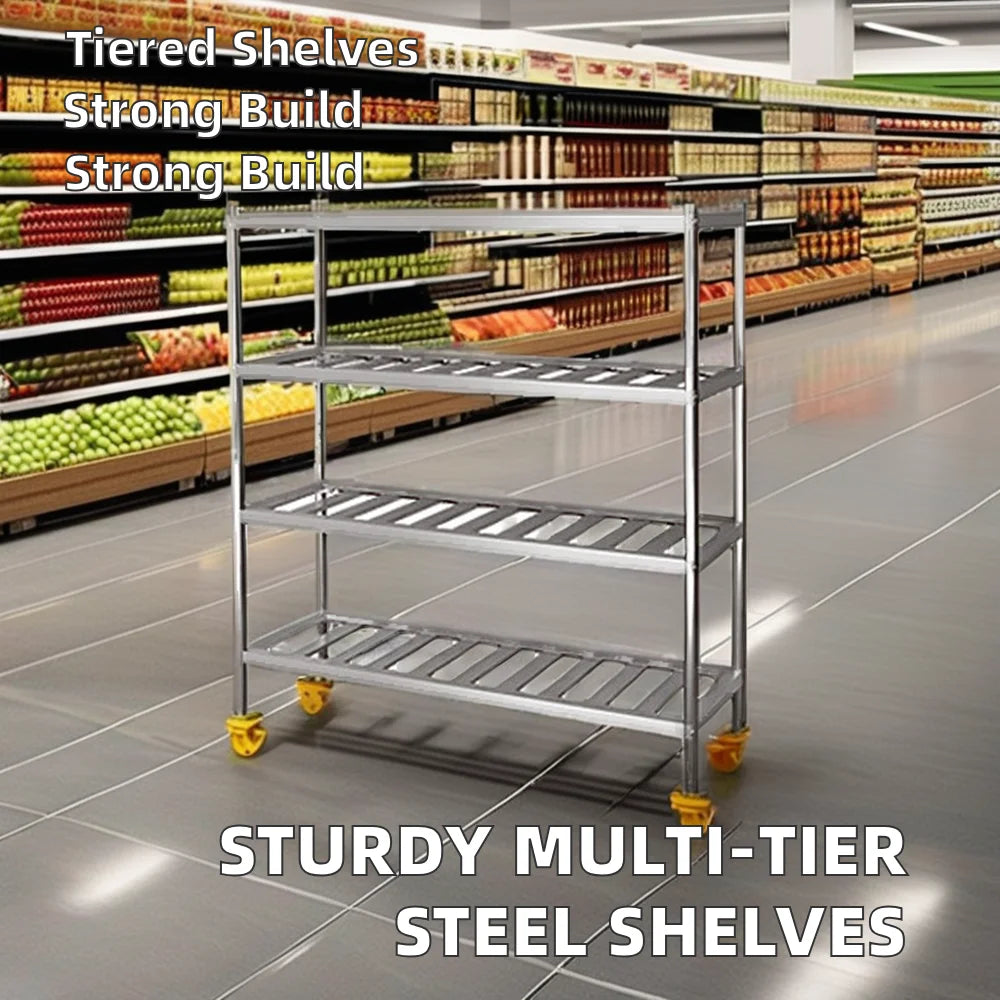 Heavy-Duty Double-Sided Stainless SteeL 201/304 Multi-Tier Shelves Commercial 4 Tier Shelf Heavy Duty for Kitchen Use