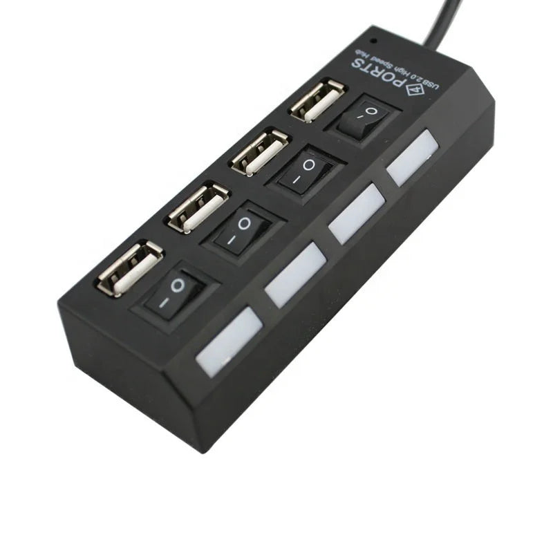 Cheap Plastic 4 Port USB Hub 2.0  Divider with Individual Switch