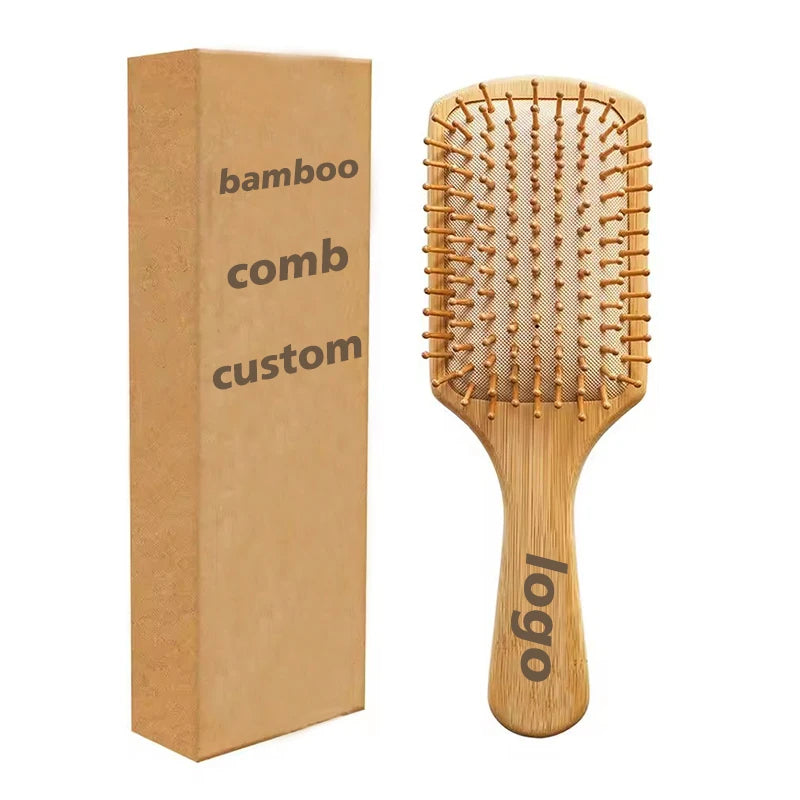 Wholesale Wooden Hairbrush square Oval Paddle Brush  Bristles Hair Comb Women Men Massage Scalp  Hair Brush
