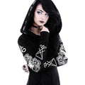 5XL Gothic Punk Print Hoodies Sweatshirts Women Long Sleeve Black Jacket Zipper Coat Autumn Winter Female Casual Hooded Tops