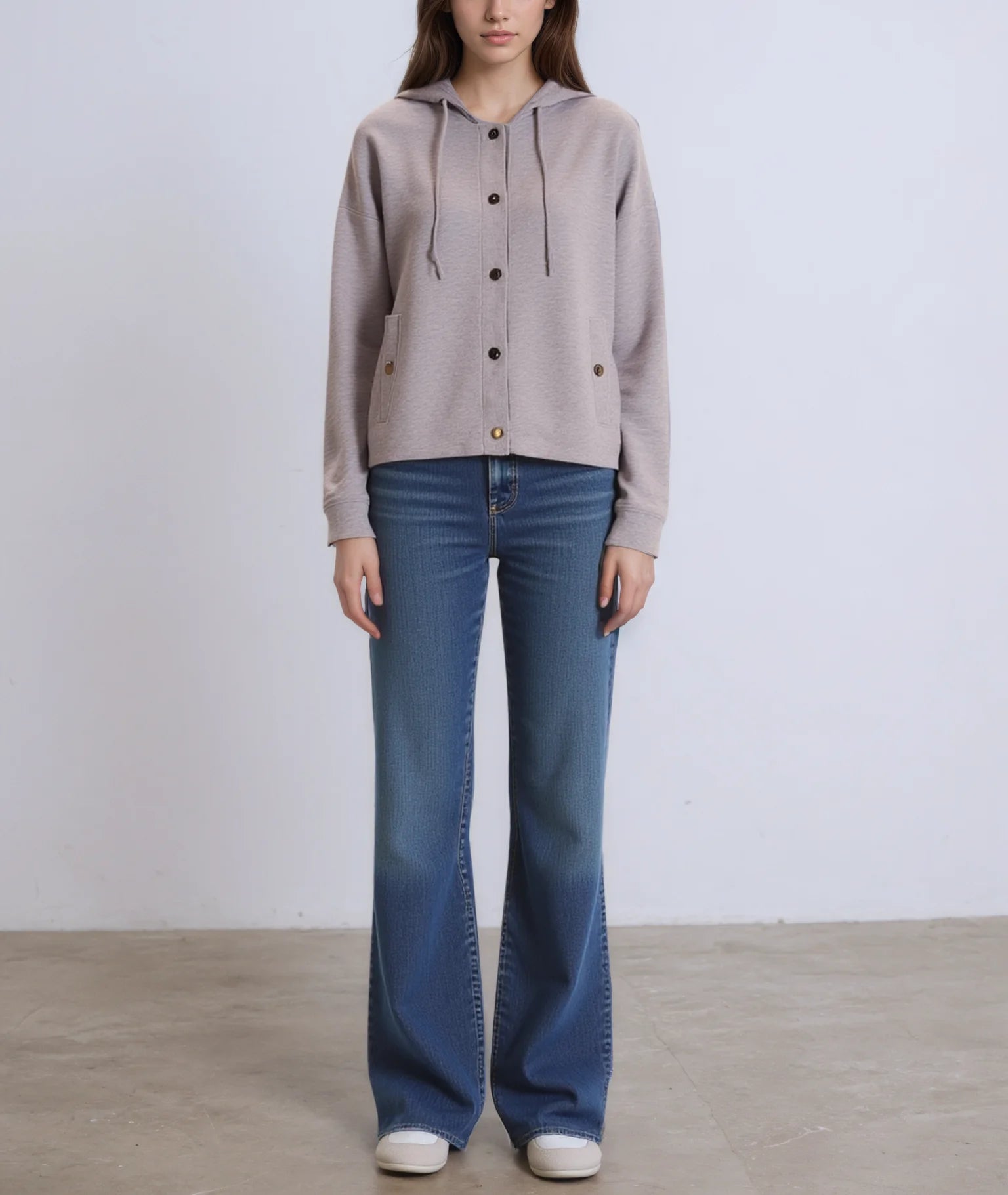 New Products Sustainable Breathable Button Decorations Viscose Casual Long-Sleeved Knit Hooded Sweater