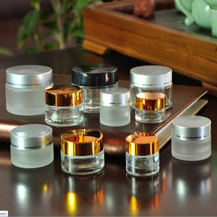 Clear/Frost Glass Cream Jars 5ML 10ML 15ML 20ML 30ML 50ML 60ML 100ML Cosmetic Packaging for Face Cream