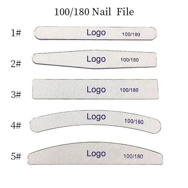 80/80 Grit Nail Files Professional Custom Logo Nail Files and Buffers Emery Board Nail Files 100/180