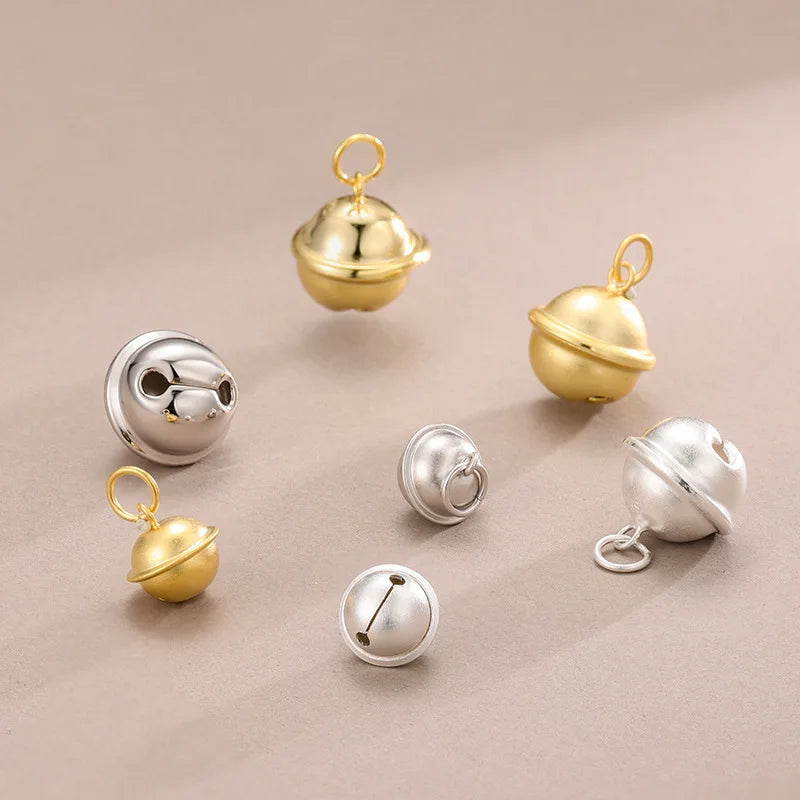 Solid 925 Sterling Silver Matte Bells Shaped Pendant Charm for Handmade Anklet Necklace Bracelet Jewelry Making