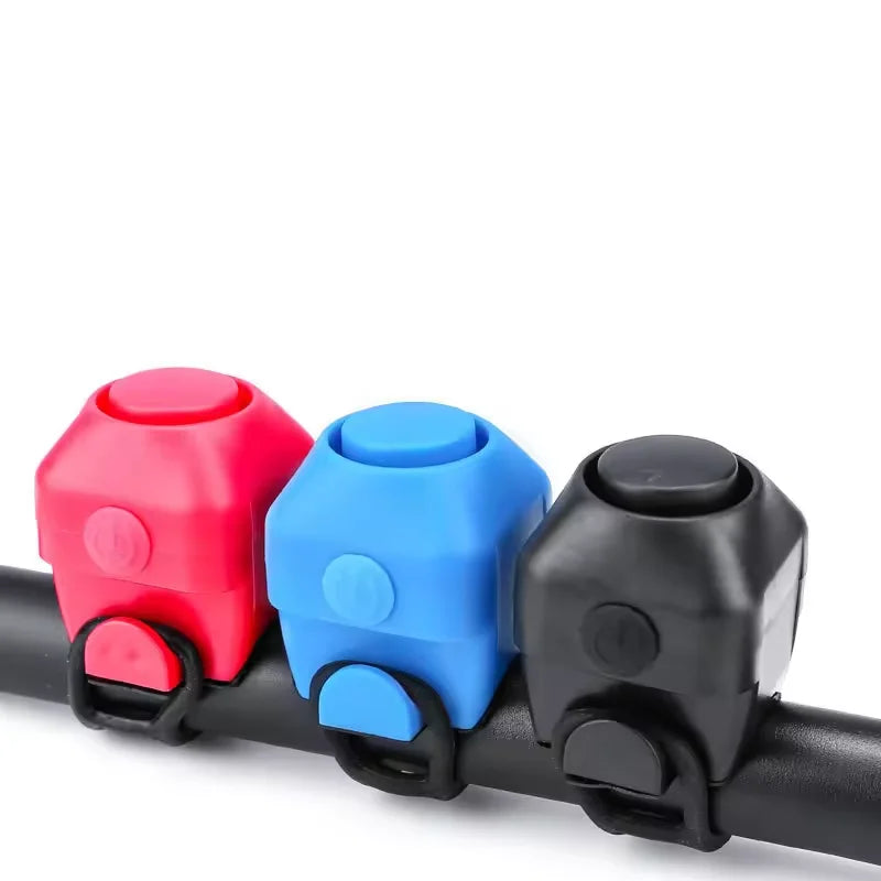 130dB Mini Electric Bike Bell Waterproof Plastic Bicycle Horn with CR2032*2 Battery Durable & Lightweight for Handlebar Mounting