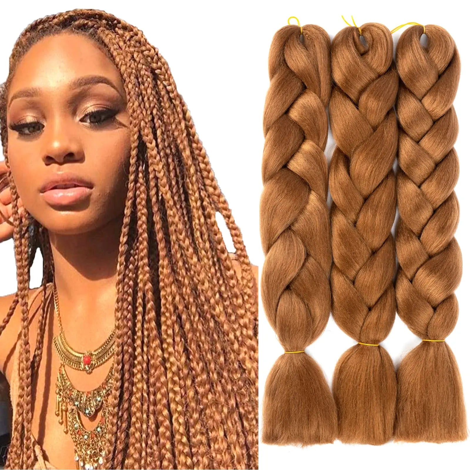 24 Inches Jumbo Braid Synthetic Braiding Hair Ombre Jumbo Hair Extension for Women DIY Hair Braids Pink Purple Yellow Gray