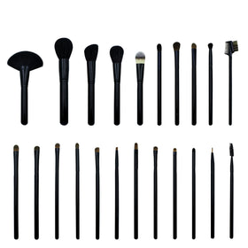 22pcs Black Wood Handle Makeup Brush Set Foundation Concealer Blush Smudge Eyeshadow Lip Nose Shadow Scalloped Mascara Brushes