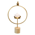 Simple Solid Wood Round Base Metal Bird  Gold Candle Holder for Table Decoration