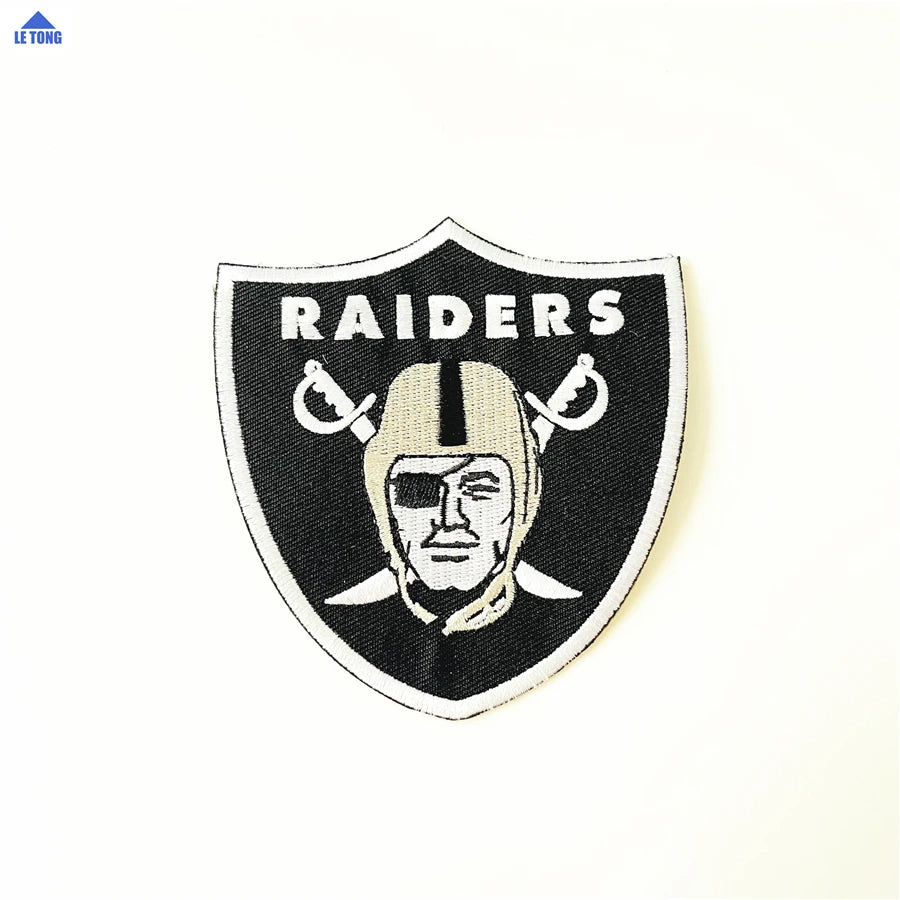 Custom  Football OAKLAND RAIDER LOGO SHIELD PATCH IRON on LAS VEGAS RAIDER Football Team Iron-on Jersey PATCH